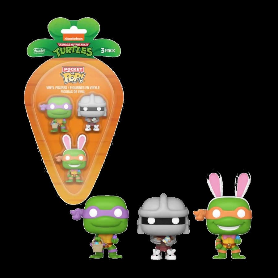 FUNKO 3-PACK CARROT POCKET POP!: TEENAGE MUTANT NINJA TURTLES - DONATELLO/MICHELANGELO/SHREDDER VINYL FIGURE