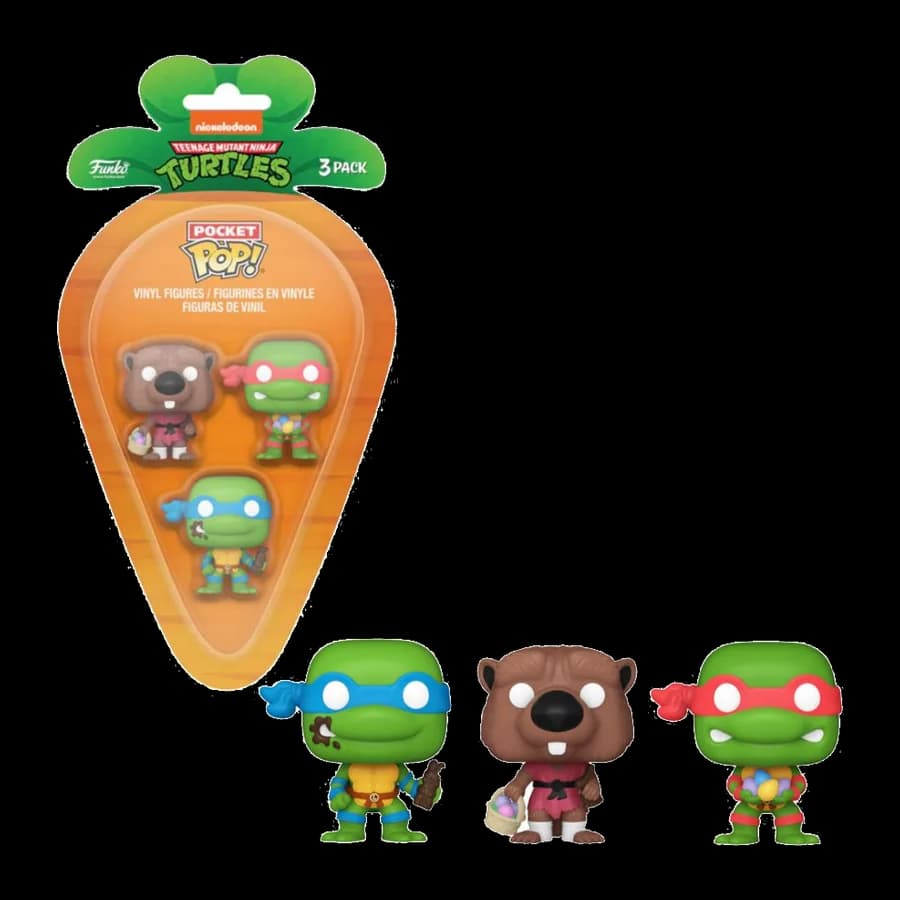 FUNKO 3-PACK CARROT POCKET POP!: TEENAGE MUTANT NINJA TURTLES - LEONARDO/RAPHAEL/SPLINTER VINYL FIGURE