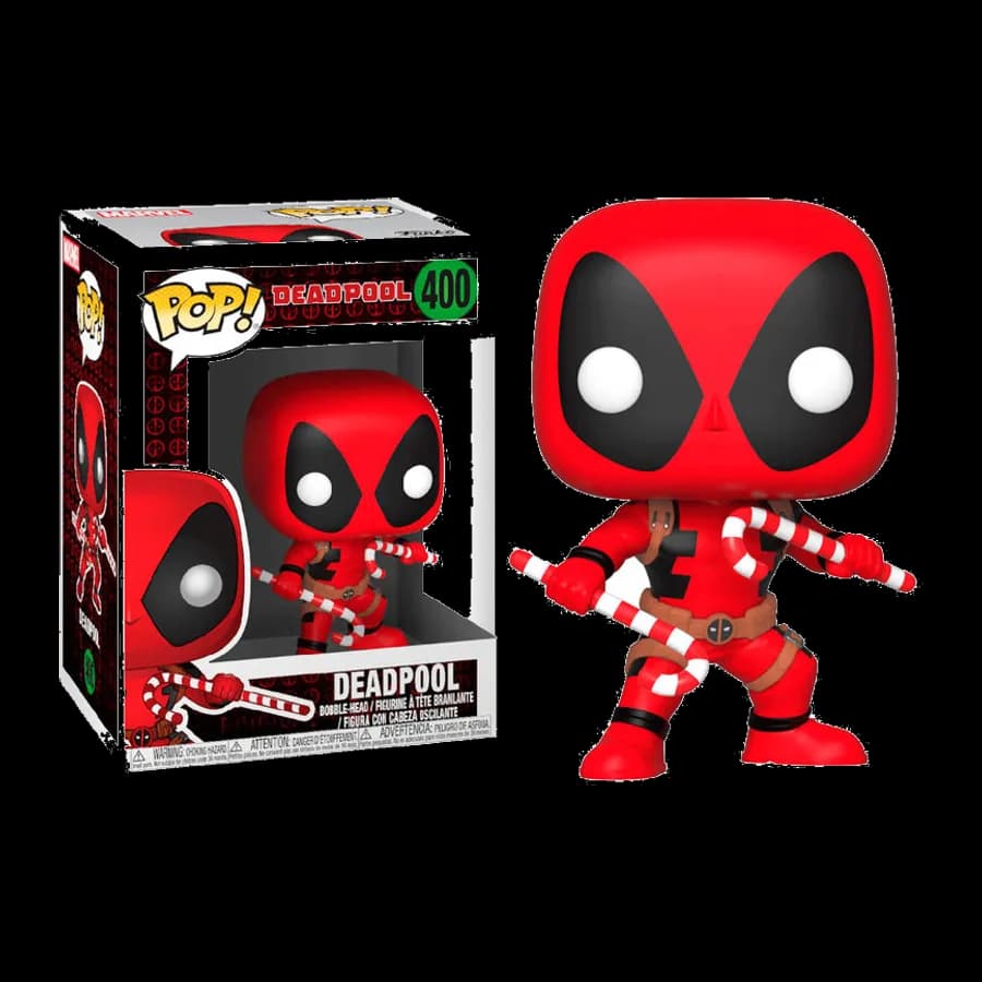 FUNKO POP! MARVEL: HOLIDAY DEADPOOL WITH CANDY CANES #400 BOBBLE-HEAD VINYL FIGURE
