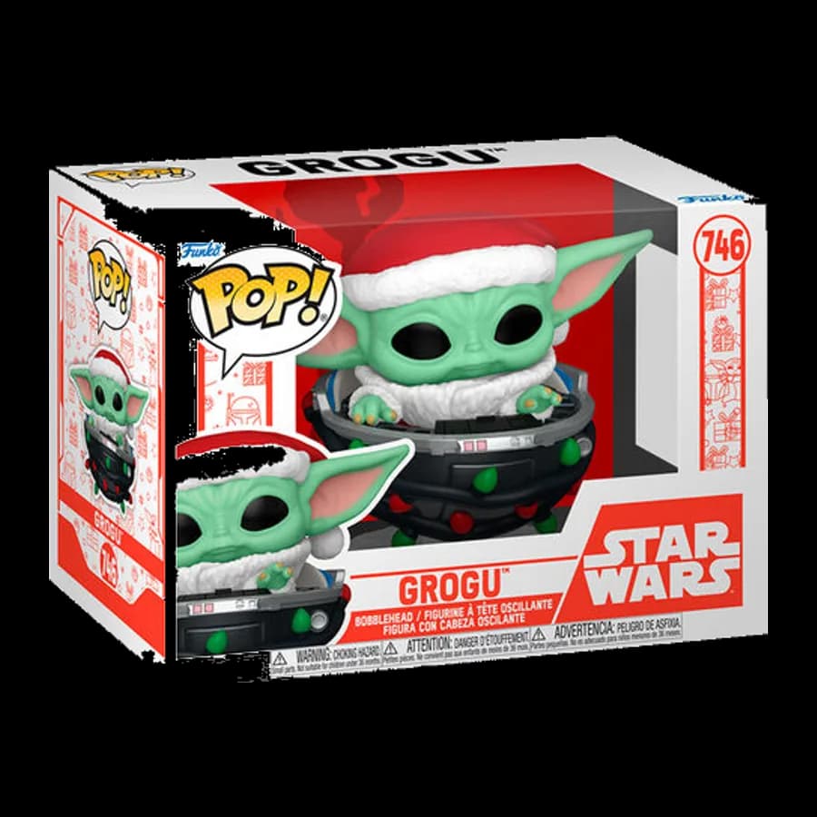 FUNKO POP! DISNEY STAR WARS: THE MANDALORIAN HOLIDAY - GROGU PRAM #746 BOBBLE-HEAD VINYL FIGURE