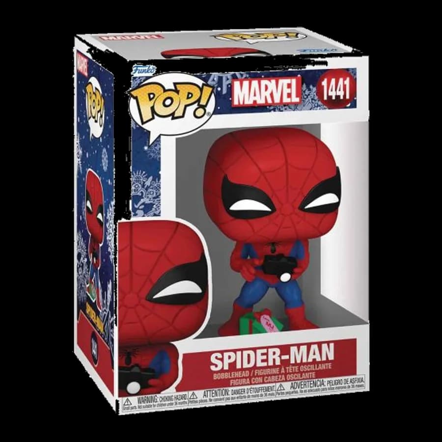 FUNKO POP! MARVEL: HOLIDAY - SPIDER-MAN WITH OPEN GIFT #1441 BOBBLE-HEAD VINYL FIGURE
