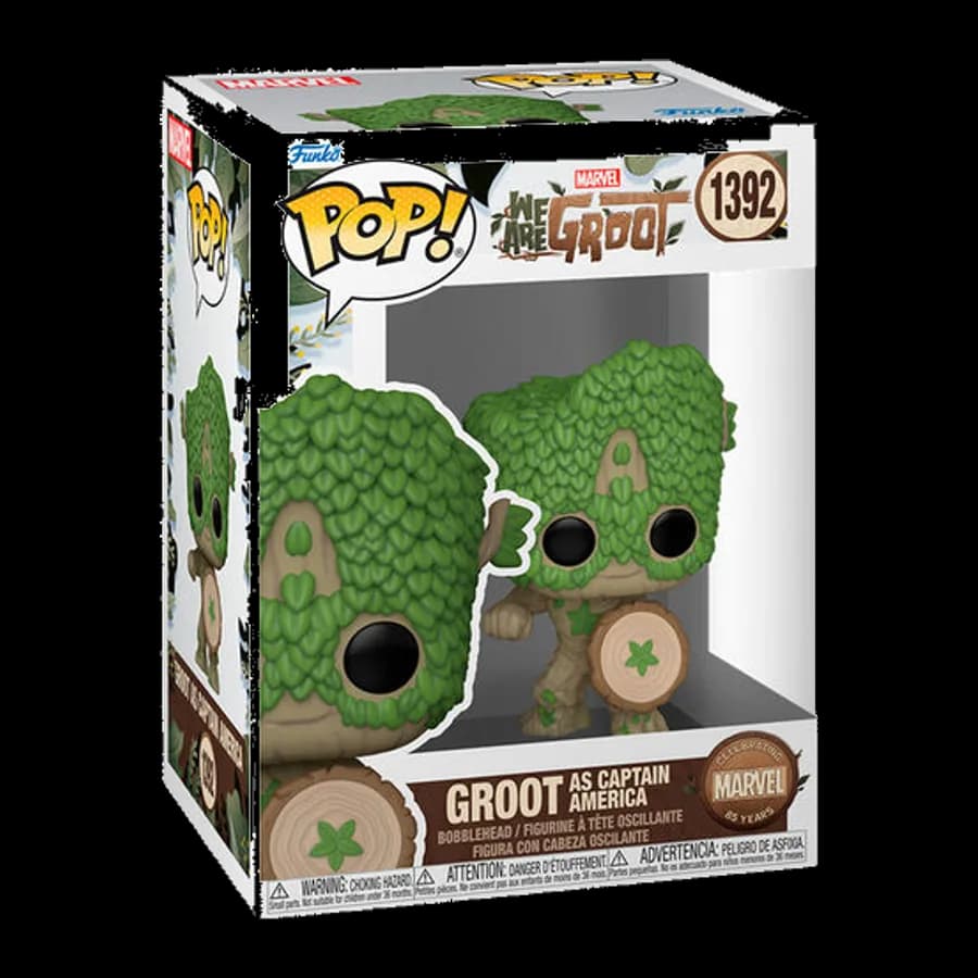FUNKO POP! MARVEL: WE ARE GROOT - GROOT AS CAPTAIN AMERICA #1392 BOBBLE-HEAD VINYL FIGURE