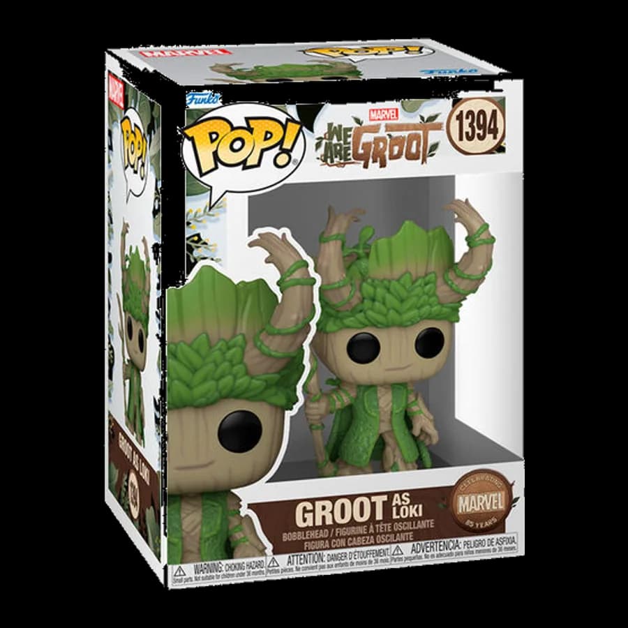 FUNKO POP! MARVEL: WE ARE GROOT - GROOT AS LOKI #1394 BOBBLE-HEAD VINYL FIGURE