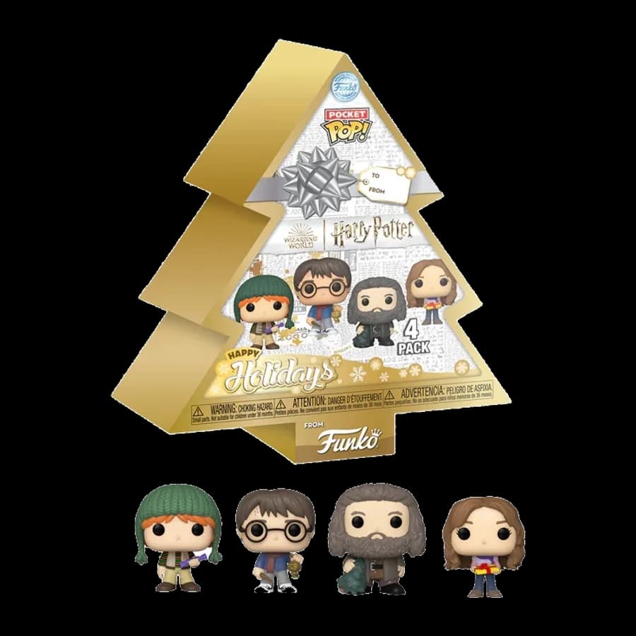 FUNKO POCKET POP! 4-PACK HARRY POTTER - HAPPY HOLIDAYS TREE BOX VINYL FIGURES