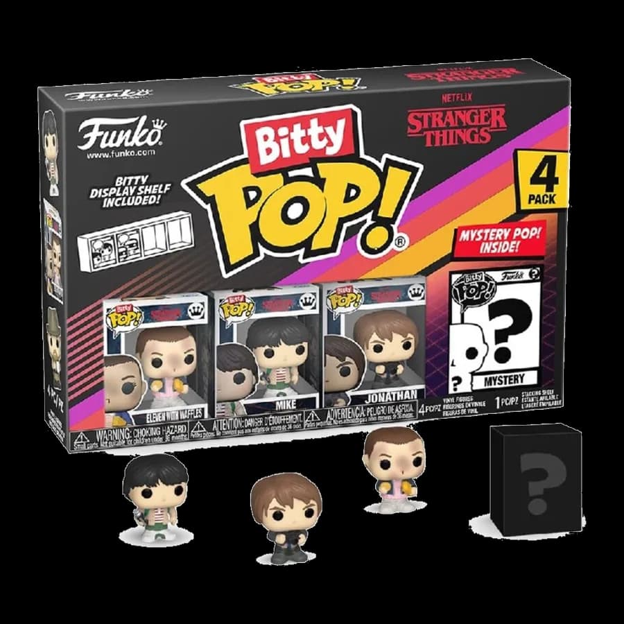 FUNKO BITTY POP! 4-PACK: STRANGER THINGS - ELEVEN WITH WAFFLES, MIKE, JONATHAN VINYL FIGURES
