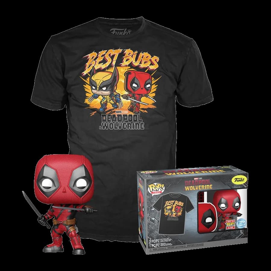 FUNKO POP! & TEE (ADULT): DEADPOOL & WOLVERINE - DEADPOOL & WOLVERINE BEST BUBS BOBBLE HEAD VINYL FIGURE & T-SHIRT (L)