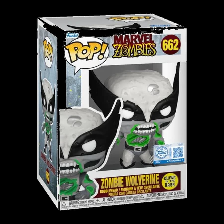 FUNKO POP! MARVEL: ZOMBIES - WOLVERINE (B&W) (GLOWS IN THE DARK) (SPECIAL EDITION) #662 VINYL FIGURE