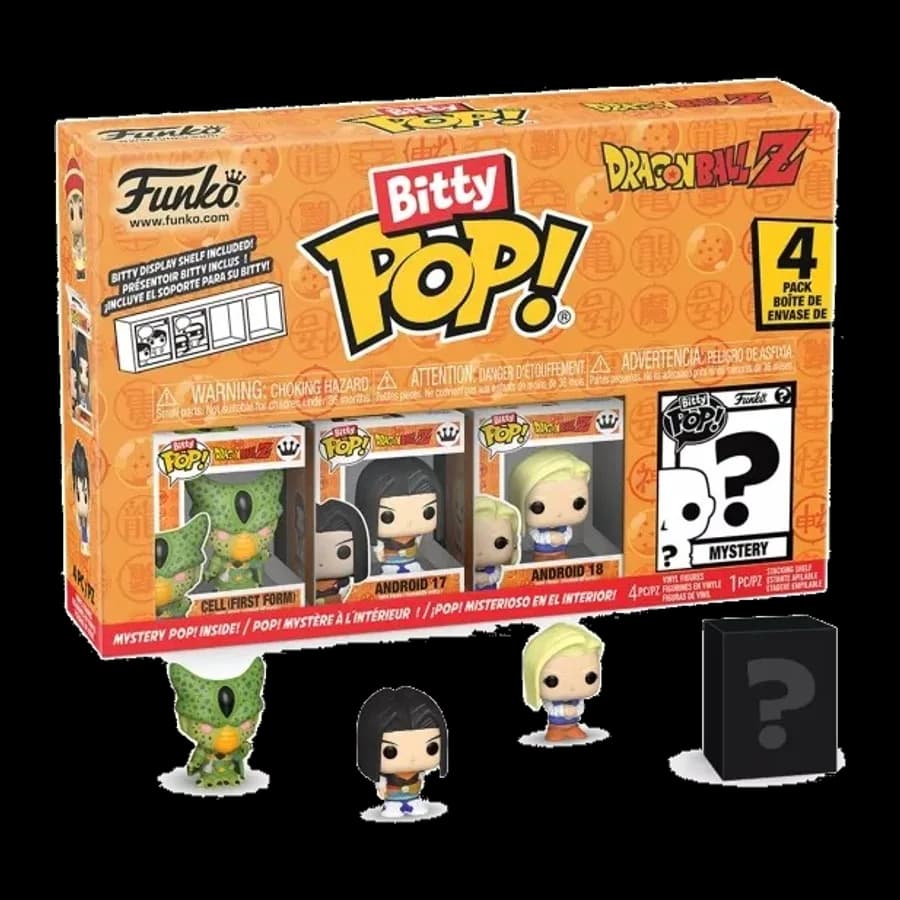 FUNKO BITTY POP! 4-PACK: DRAGON BALL Z - CELL (FIRST FORM) ANDROID17, ANDROIT 18, MYSTERY POP VINYL FIGURES