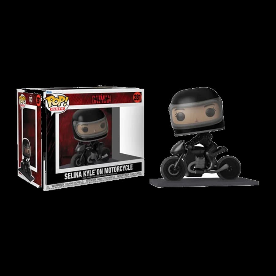 FUNKO POP! RIDES DELUXE: THE BATMAN - SELINA ON MOTORCYCLE #281 VINYL FIGURE