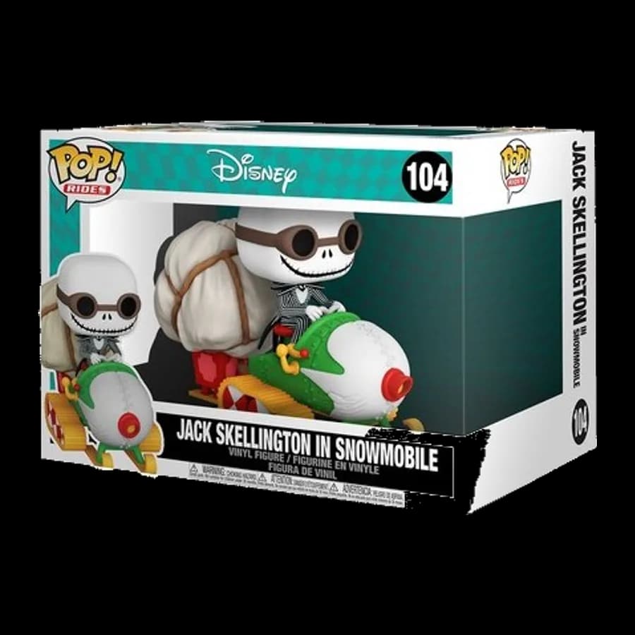FUNKO POP! RIDES: THE NIGHTMARE BEFORE CHRISTMAS - JACK SKELLLINGTON IN SNOWMOBILE (WHITH GOGGLES) #104 VINYL FIGURE
