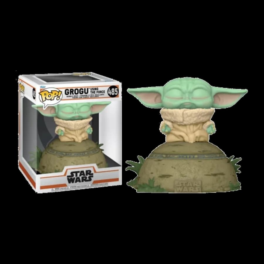 FUNKO POP! DELUXE: MANDALORIAN - GROCU USING THE FORCE #485 BOBBLE-HEAD VINYL FIGURE