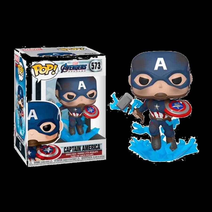 FUNKO POP! MARVEL: AVENGERS ENDGAME - CAPTAIN AMERICA WITH BROKEN SHIELD & MJOLNIR #573 BOBBLE-HEAD VINYL FIGURE