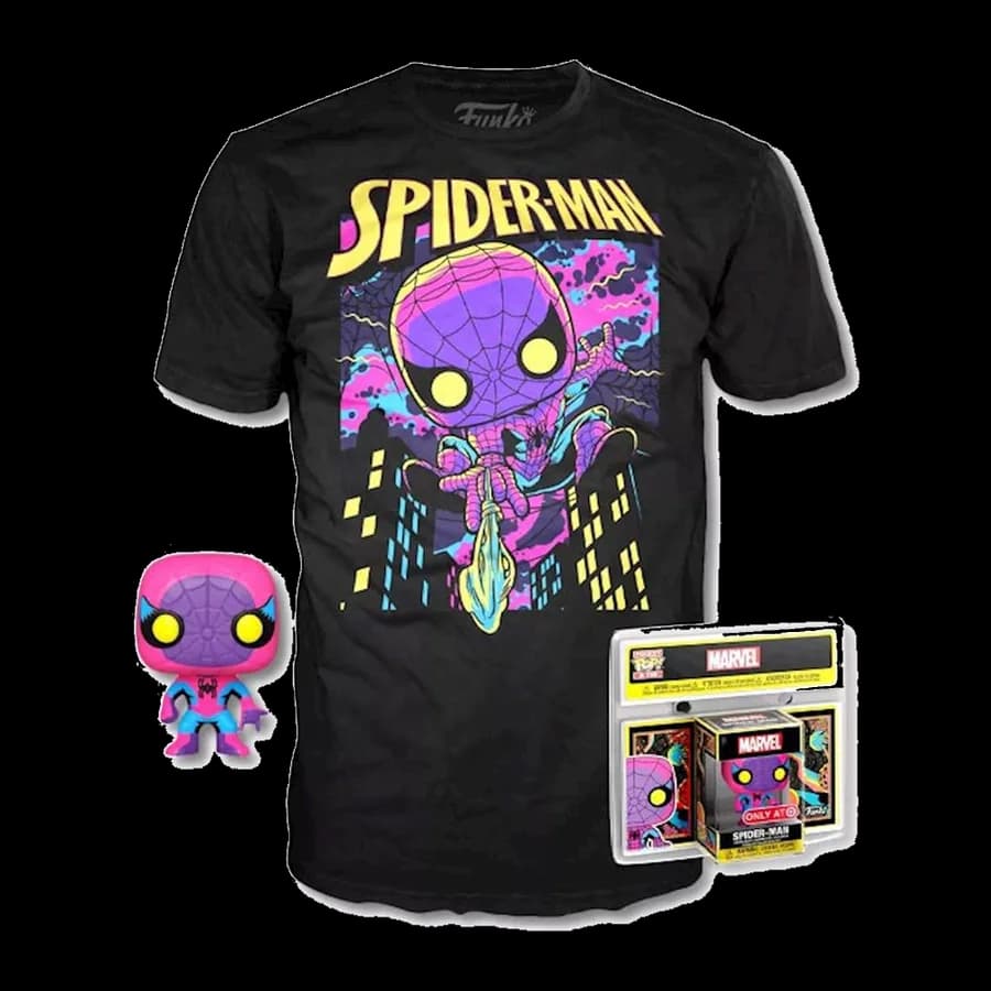 FUNKO POCKET POP! & TEE (CHILD): SPIDERMAN - SPIDERMAN BLACKLIGHT (M)