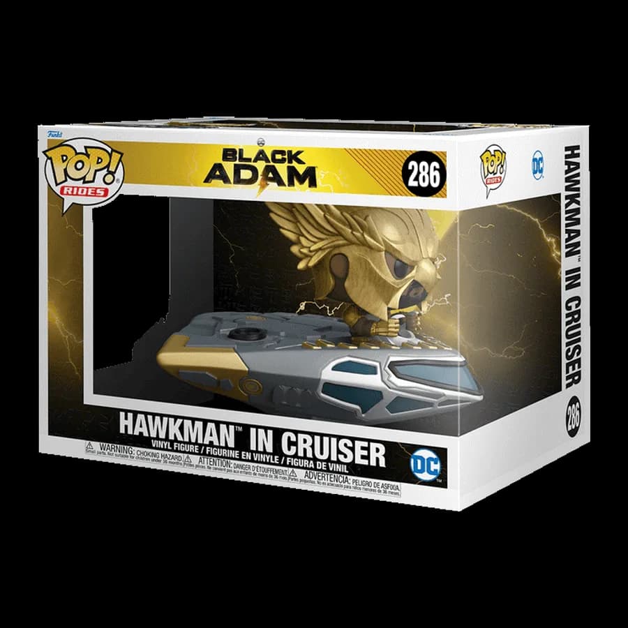 FUNKO POP! RIDES SUPER DELUXE: DC BLACK ADAM - HAWKMAN IN CRUISER #286 VINYL FIGURE