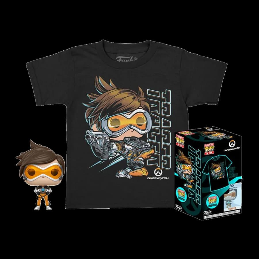 FUNKO POCKET POP! & TEE (CHILD): OVERWATCH - TRACER (4CM) VINYL FIGURE & T-SHIRT (M)