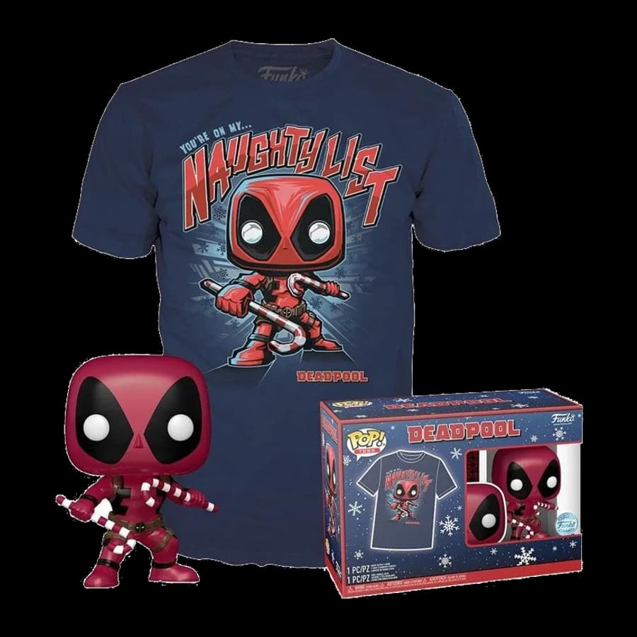 FUNKO POP! & TEE (ADULT): MARVERL - DEADPOOL HOLIDAY VINYL FIGURE & T-SHIRT (S)