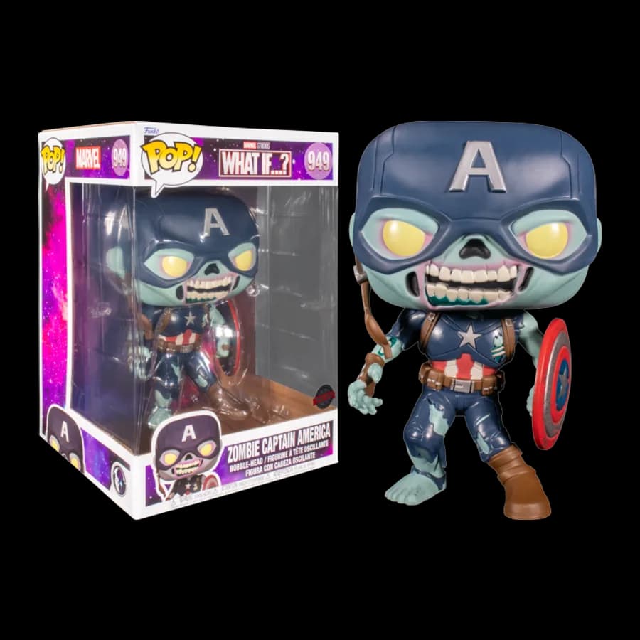 FUNKO POP! JUMBO MARVEL: WHAT IF...? S2 - ZOMBIE CAPTAIN AMERICA (SPECIAL EDITION) #949 BOBBLE-HEAD VINYL FIGURE (10'')