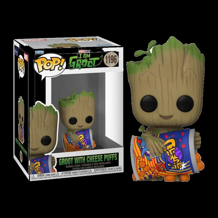 FUNKO POP! MARVEL: I AM GROOT - GROOT WITH CHEESE PUFFS #1196 BOBBLE-HEAD VINYL FIGURE