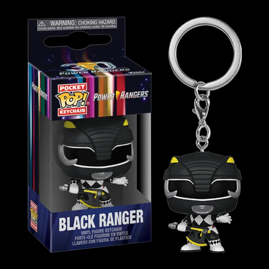 FUNKO POCKET POP! POWER RANGERS - BLACK RANGER VINYL FIGURE KEYCHAIN