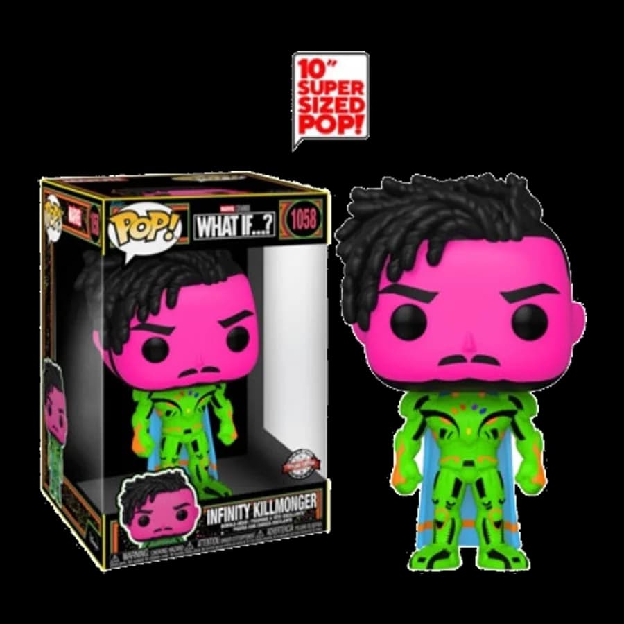 FUNKO POP! MARVEL JUMBO: WHAT IF,,,? - INFINITY KILLMONGER (BLACKLIGHT) (Special Edition) #1058 VINYL FIGURE
