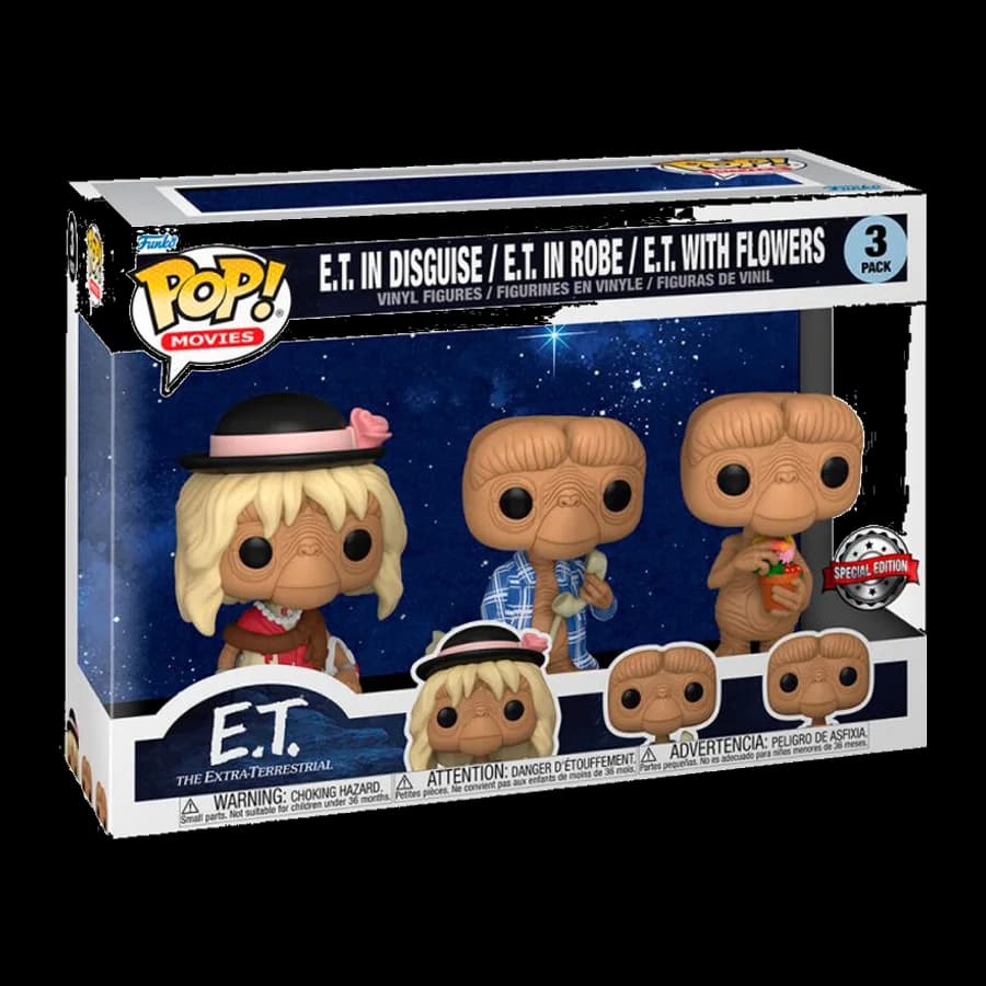 FUNKO POP! 3-PACK MOVIES: E.T. - E.T. IN DISGUISE / E.T. IN ROBE / E.T. WITH FLOWERS (Special Edition) VINYL FIGURES