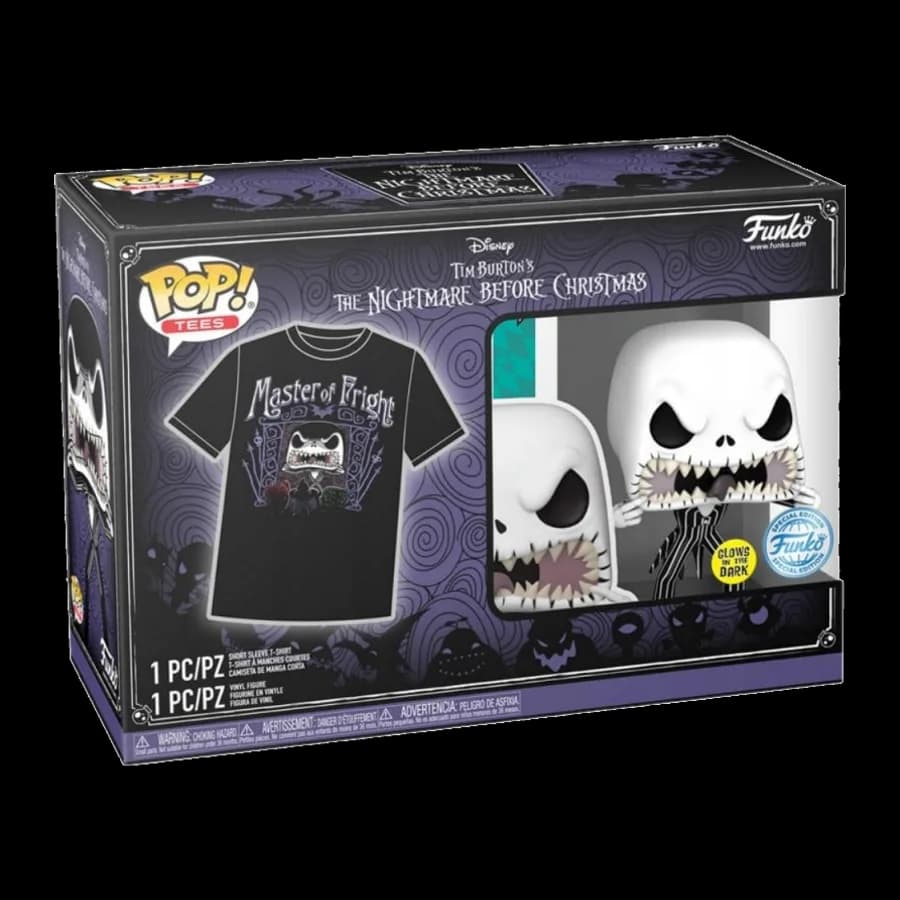 FUNKO POP! & TEE (ADULT): DISNEY THE NIGHTMARE BEFORE CHRISTMAS - JACK SKELLINGTON (GLOWS IN THE DARK) VINYL FIGURE & T-SHIRT (L)