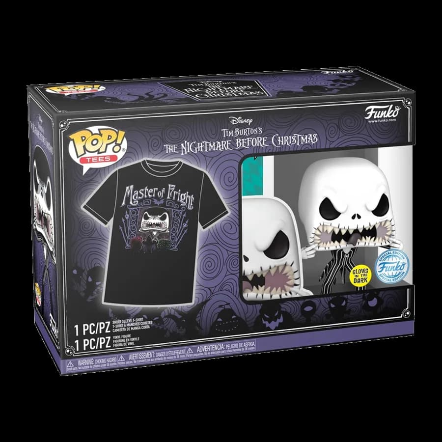 FUNKO POP! & TEE (ADULT): DISNEY THE NIGHTMARE BEFORE CHRISTMAS - JACK SKELLINGTON (GLOWS IN THE DARK) VINYL FIGURE & T-SHIRT (M)