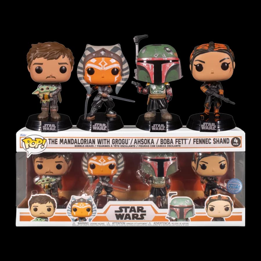 FUNKO POP! DISNEY 4-PACK: STAR WARS - THE MANDALORIAN WITH GROGU - AHSOKA / BOBA FETT / FENNEC SHAND (SPECIAL EDITION) VINYL FIGURE