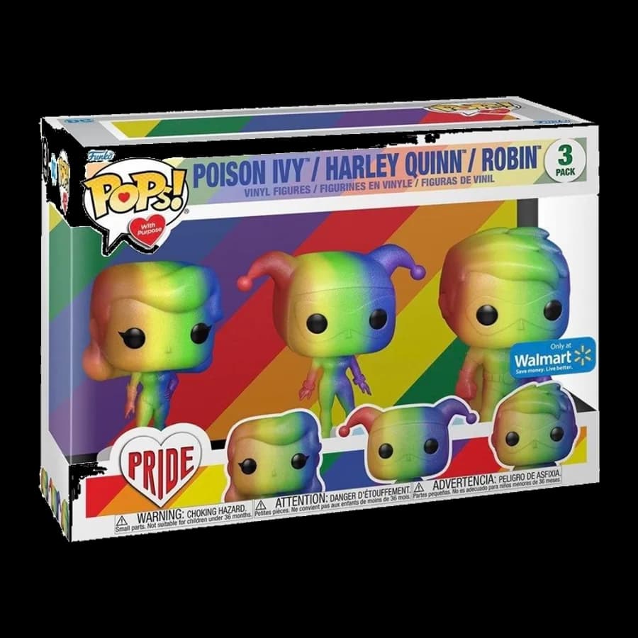 FUNKO POPS! WITH PURPOSE DC PRIDE: 3-PACK HEROES - POISON IVY, HARLEY QUINN, ROBIN (SPECIAL EDITION) VINYL FIGURE