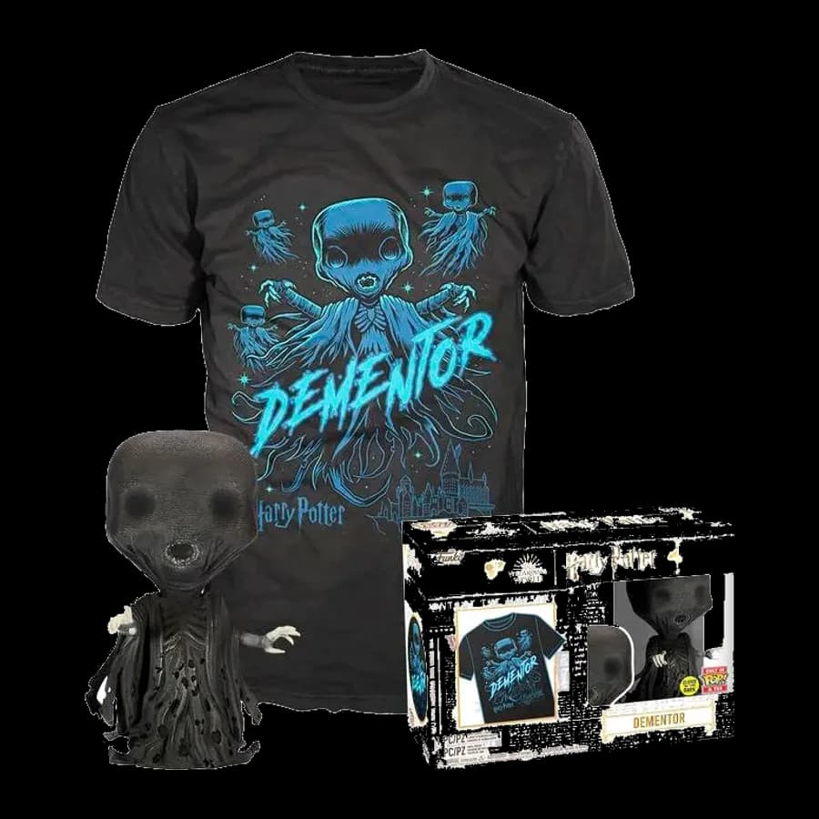 FUNKO POP! & TEE (ADULT): HARRY POTTER - DEMENTOR (GLOWS IN THE DARK) VINYL FIGURE & T-SHIRT (M)