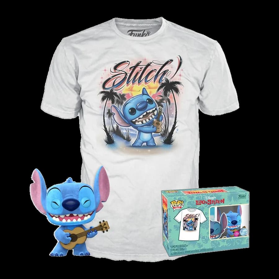 FUNKO POP! & TEE (ADULT): LILO AND STITCH - UKELELE STITCH (FLOCKED) VINYL FIGURE & T-SHIRT (M)