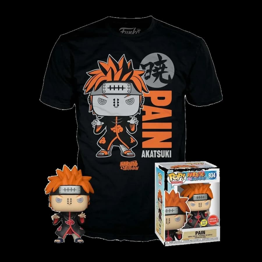 FUNKO POP! & TEE (ADULT): NARUTO SHIPPUDEN - PAIN (PU/GLOWS IN THE DARK) VINYL FIGURE & T-SHIRT (L)