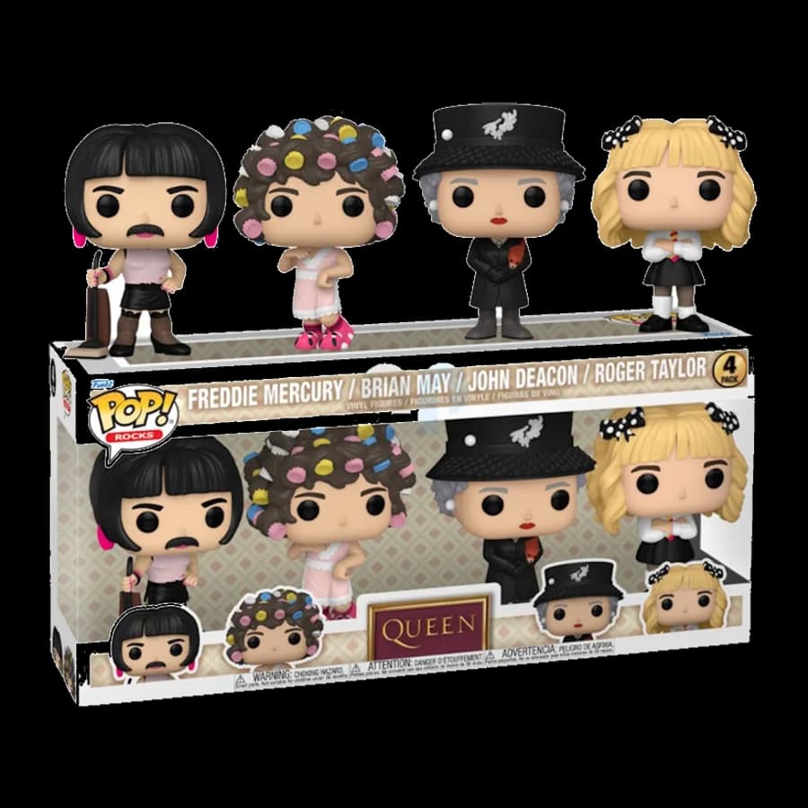 FUNKO POP! 4-PACK ROCKS: QUEEN - FREDDIE MERCURY / BRIAN MAY / JOHN DEACON / ROGER TAYLOR (I WANT TO BREAK FREE) VINYL FIGURE