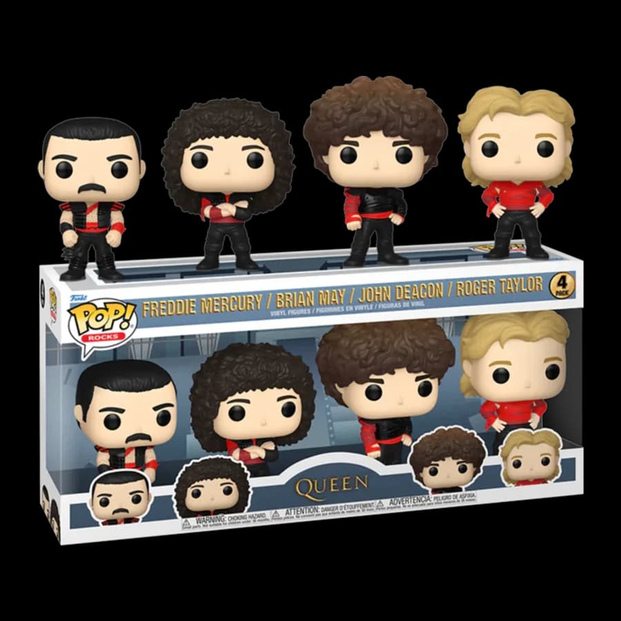 FUNKO POP! 4-PACK ROCKS: QUEEN - FREDDY MERCURY, BRIAN MAY, JOHN DEACON, ROGER TAYLOR VINYL FIGURES