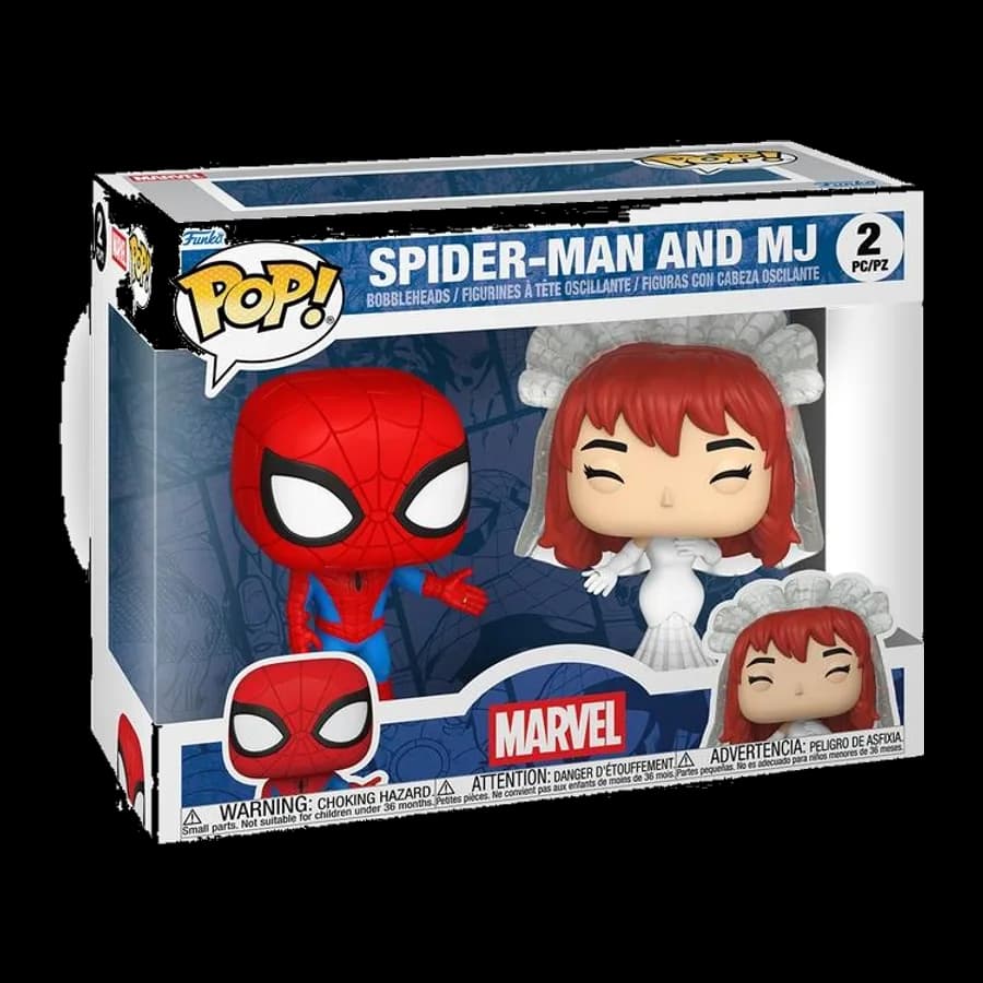 FUNKO POP! 2-PACK: MARVEL - SPIDER-MAN & MJ BOBBLE-HEADS VINYL FIGURE