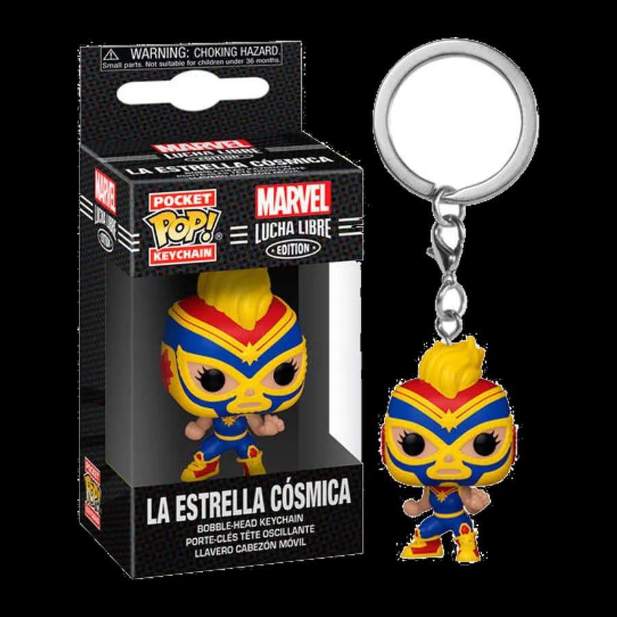 FUNKO POCKET POP! MARVEL LUCHA LIBRE EDITION - LA ESTRELLA COSMICA BOBBLE-HEAD VINYL FIGURE KEYCHAIN