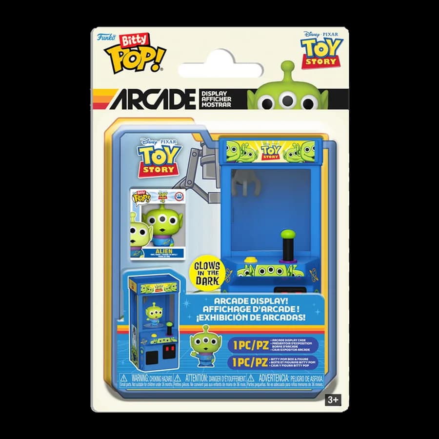 FUNKO BITTY POP! ARCADE: TOY STORY - ALIEN (GLOWS IN THE DARK) DISPLAY CASE & VINYL FIGURE