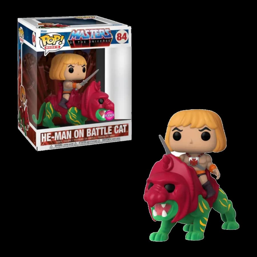 FUNKO POP! RIDES DELUXE: MASTERS OF THE UNIVERSE - HE-MAN ON BATTLE CAT (FLOCKED) (SPECIAL EDITION) #84 VINYL FIGURE