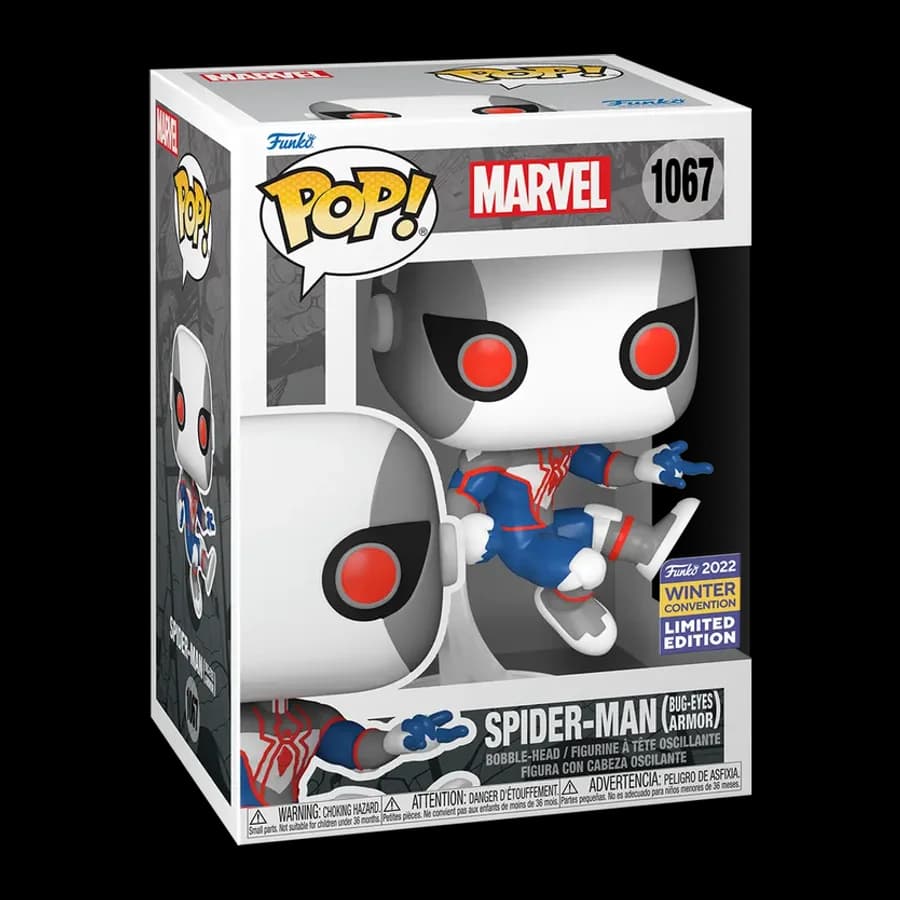 FUNKO POP! MARVEL COMICS - SPIDER-MAN (BUG-EYES ARMOR) (2022 Winter Convention Limited Edition) #1067 BOBBLE-HEAD VINYL FIGURE