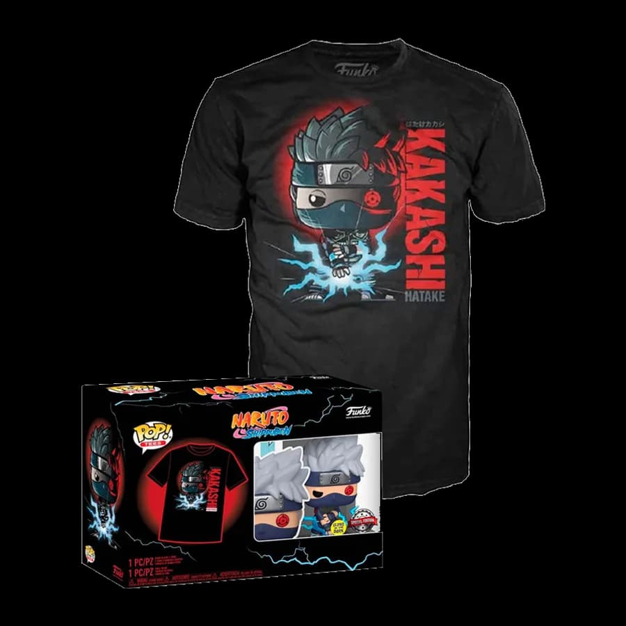 FUNKO POP! & TEE (ADULT): NARUTO SHIPPUDEN - KAKASHI (GLOWS IN THE DARK) (SPECIAL EDITION) VINYL FIGURE & T-SHIRT (L)
