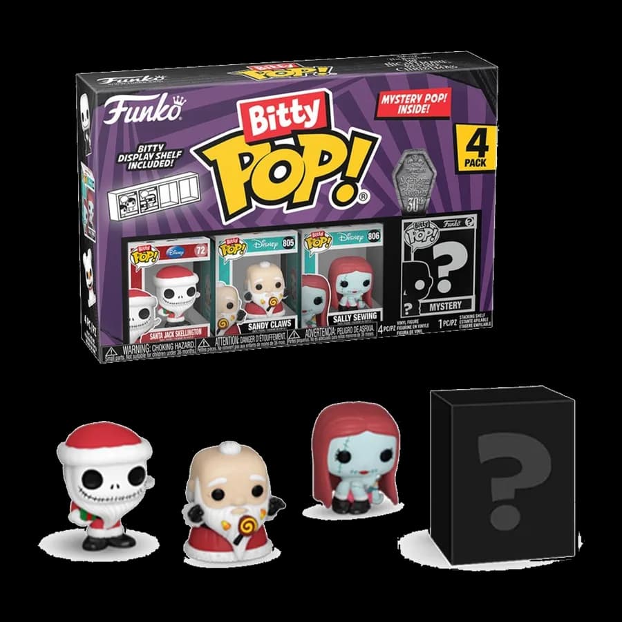 FUNKO BITTY POP! 4-PACK: DISNEY THE NIGHTMARE BEFORE CHRISTMAS 30th - SANTA JACK SKELLINGTON VINYL FIGURES